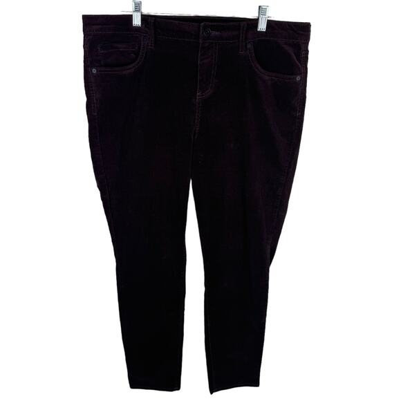 Edyson Dark Burgundy Skinny High Rise Cotton Corduroy Pants Pockets Size 33 - Picture 1 of 7
